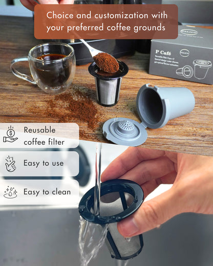 PALICO P Café - Reusable Filter Cup, Compatible with Cuisinart Single Serve Coffee Makers (2 sets Per Box)